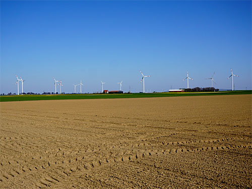Kulturlandschaft mit Windmühlen