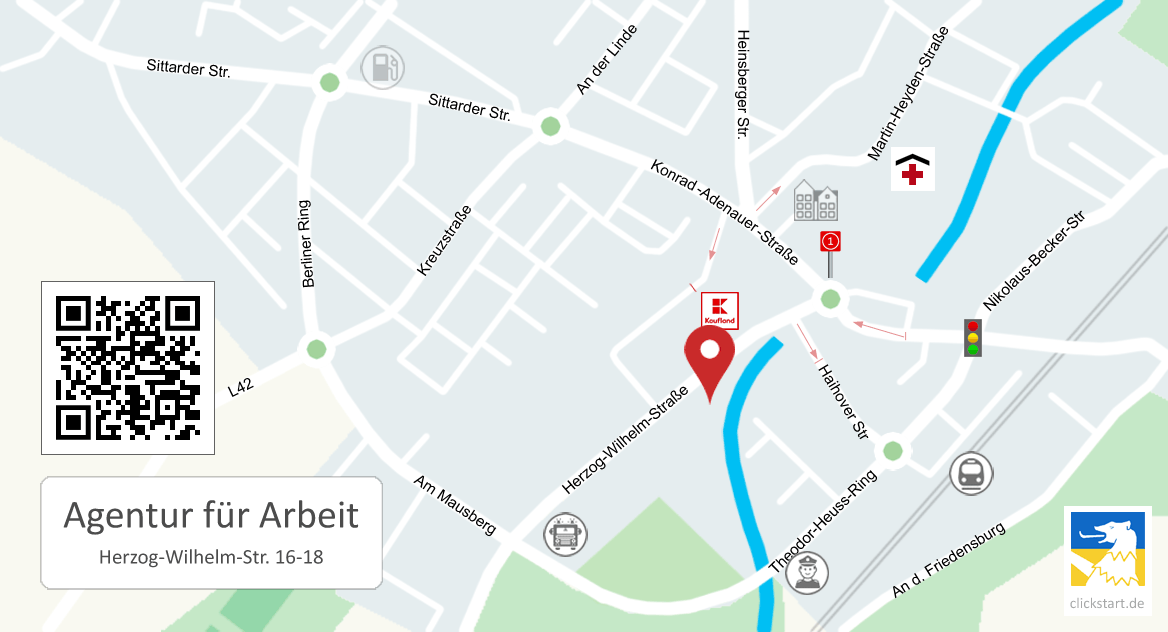 Karte Agentur für Arbeit Arbeitsamt Geilenkirchen