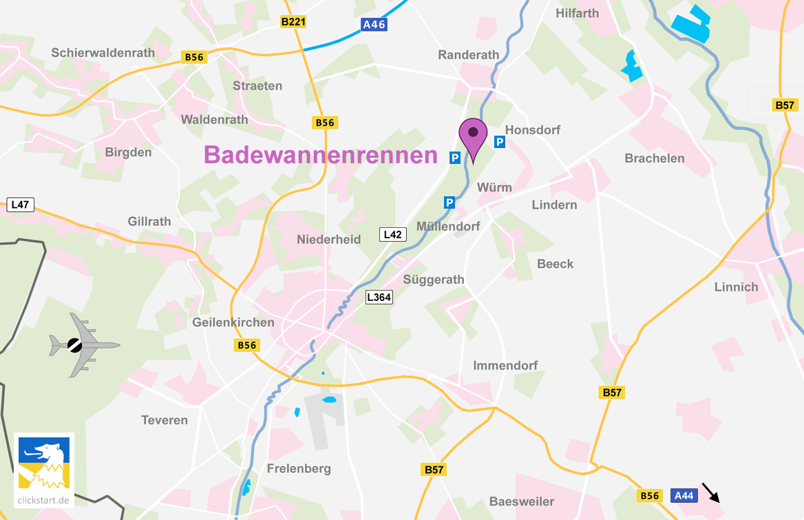 Badewannenrennen Anfahrt Geilenkirchen