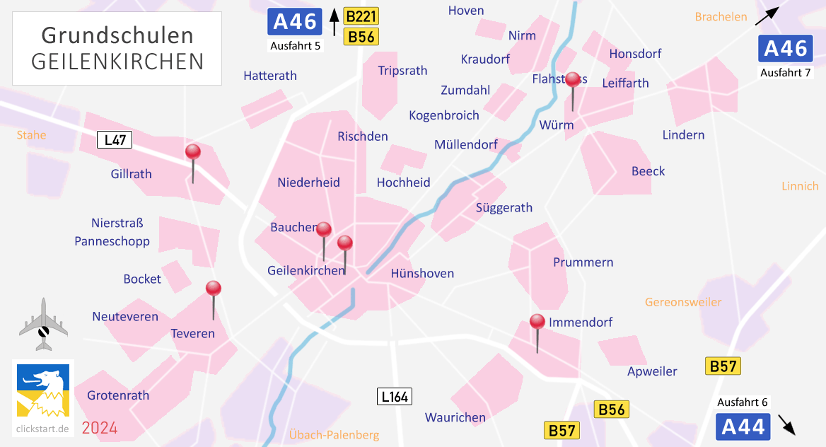 Grundschulen Bildungseinrichtungen Geilenkirchen Karte