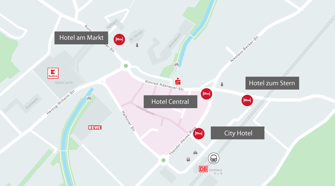 Karte Übersicht Hotels in Geilenkirchen