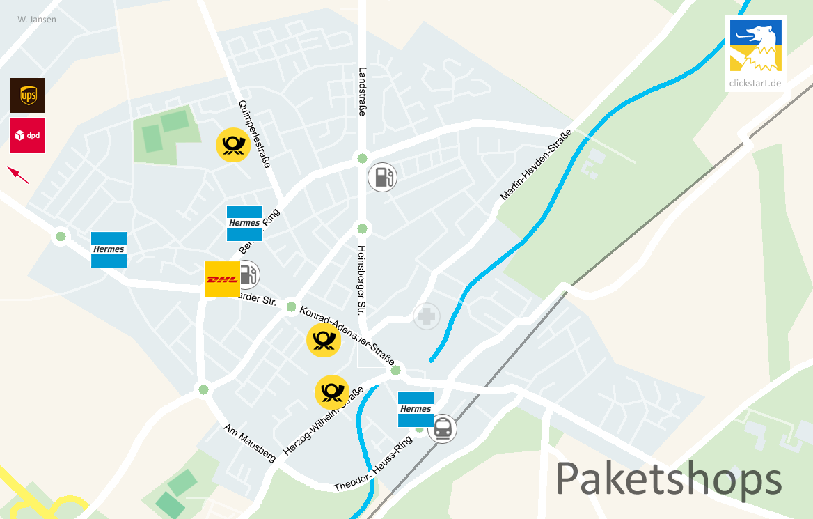 Deutsche Post Filialen Postshop Paketstation Briefkästen Geilenkirchen Karte Anfahrt