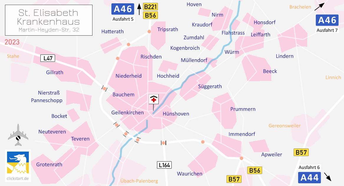 Anfahrt Elisabeth-Krankenhaus Geilenkirchen