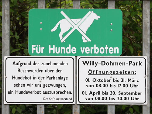 Beschränkter Zugang Willy Dohmen Park