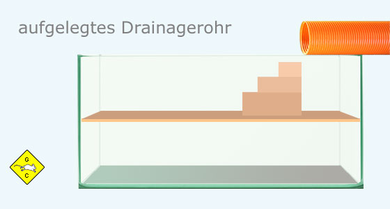 Rennmaus Terrarium Drainagerohr aufgelegt